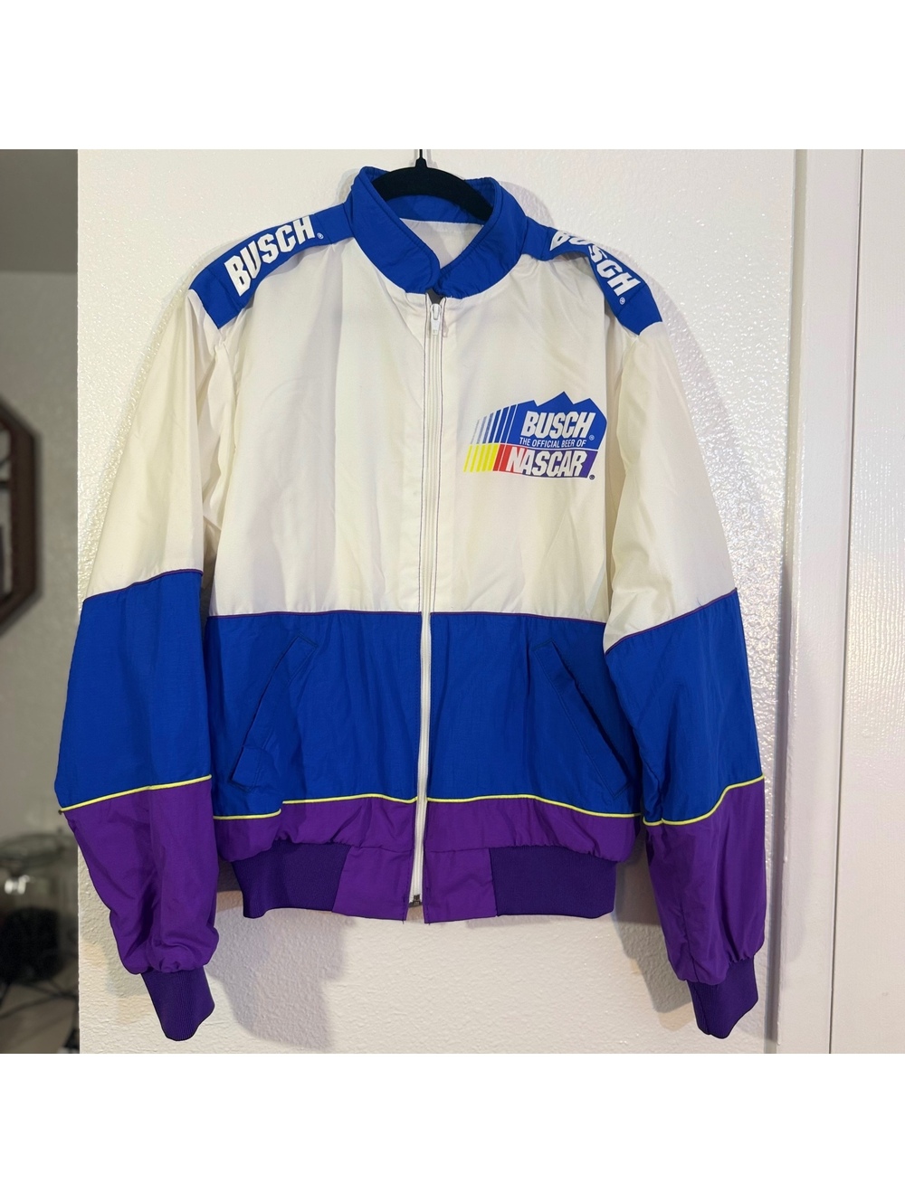 Vintage 90s Busch NASCAR Racing Jacket Made USA Windbreaker M